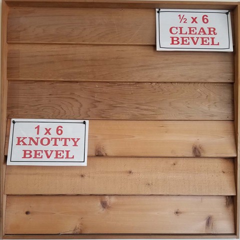 1/2 X 6 Clear Bevel  1 X 6 Knotty Bevel